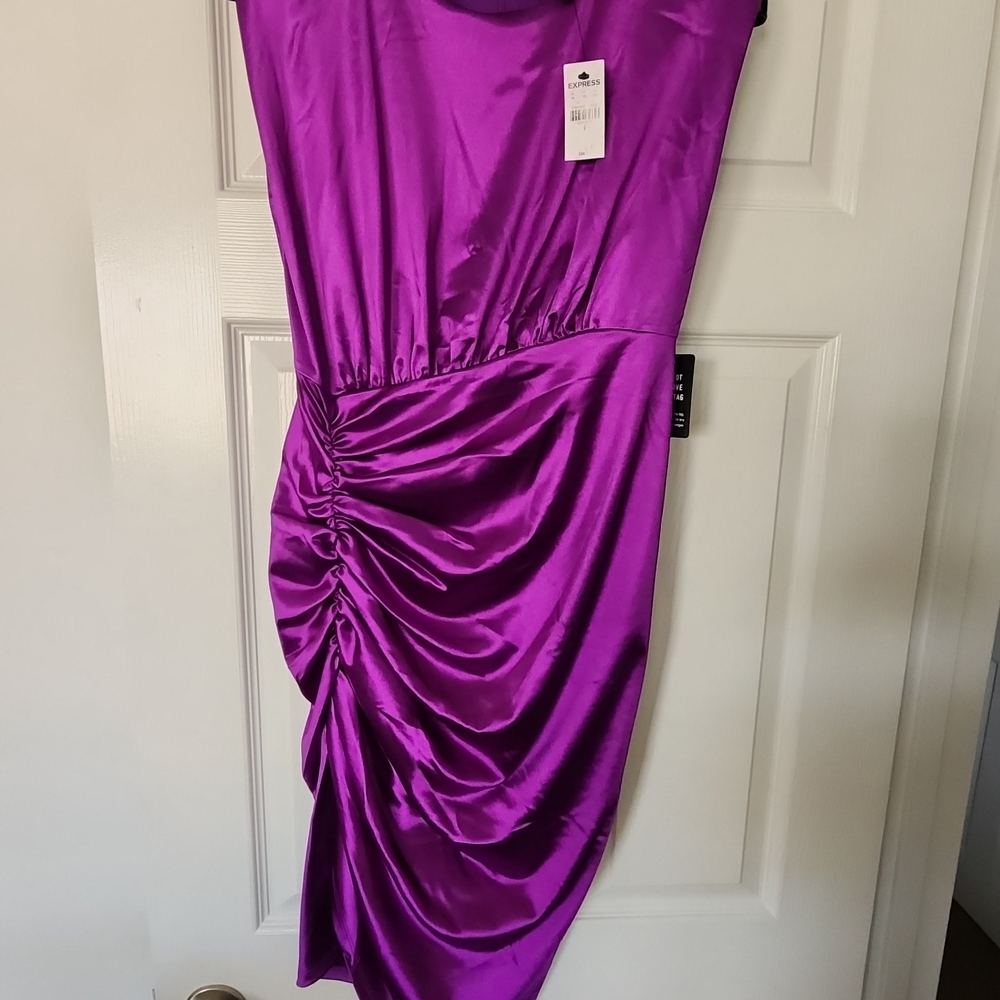Express Vibrant Purple Asymmetrical Dress